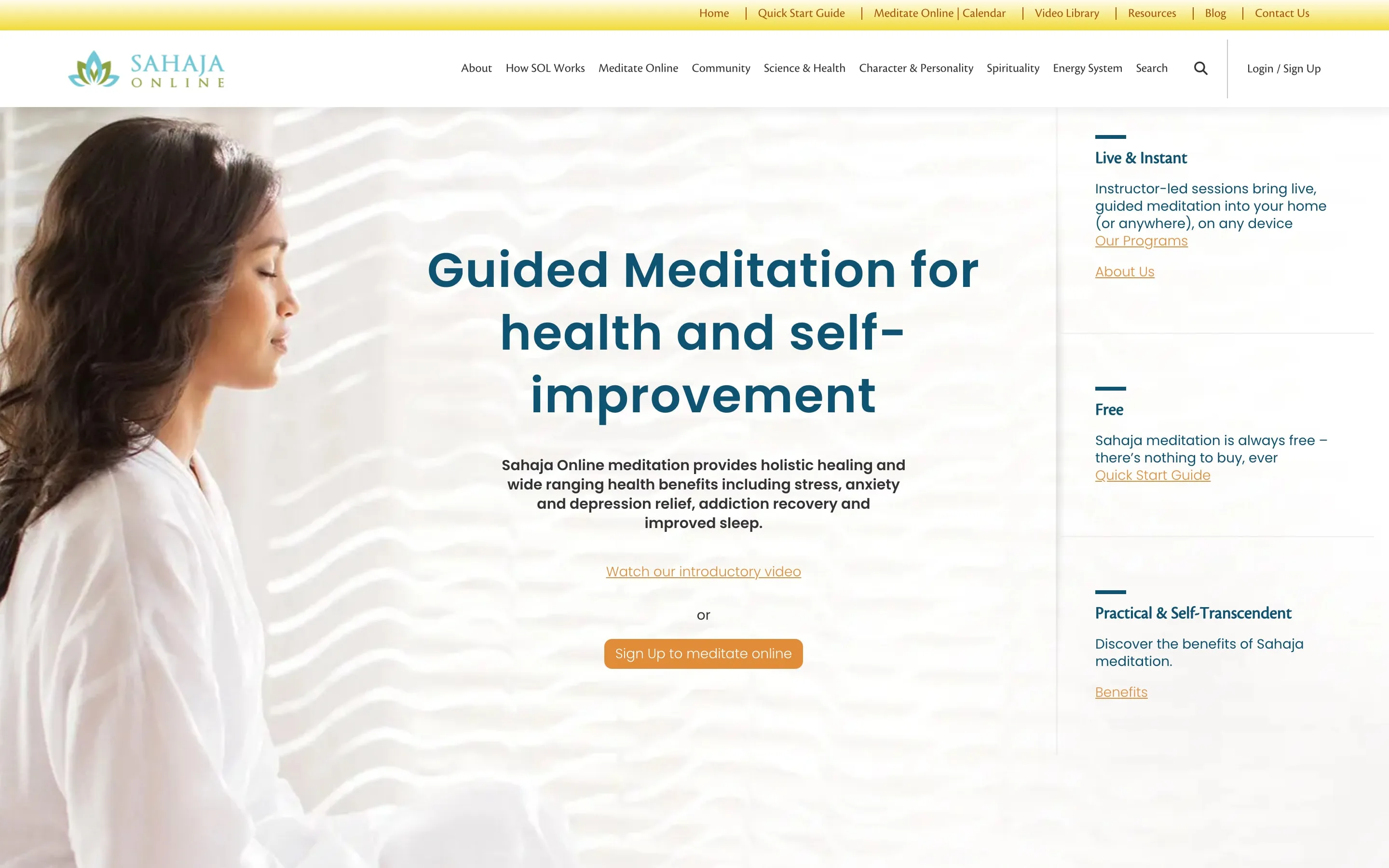 Sahaja Online homepage
