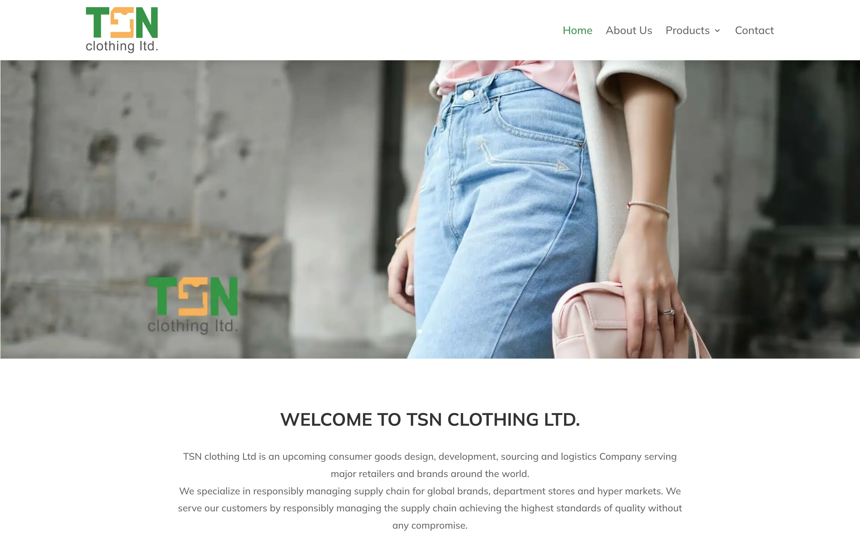 TSN Clothing website homepage
