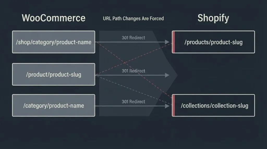WooCommerce to Shopify migration cost table: simple stores $3,000-$6,000 in 2-4 weeks; complex stores $15,000-$30,000+ in 8-12 weeks