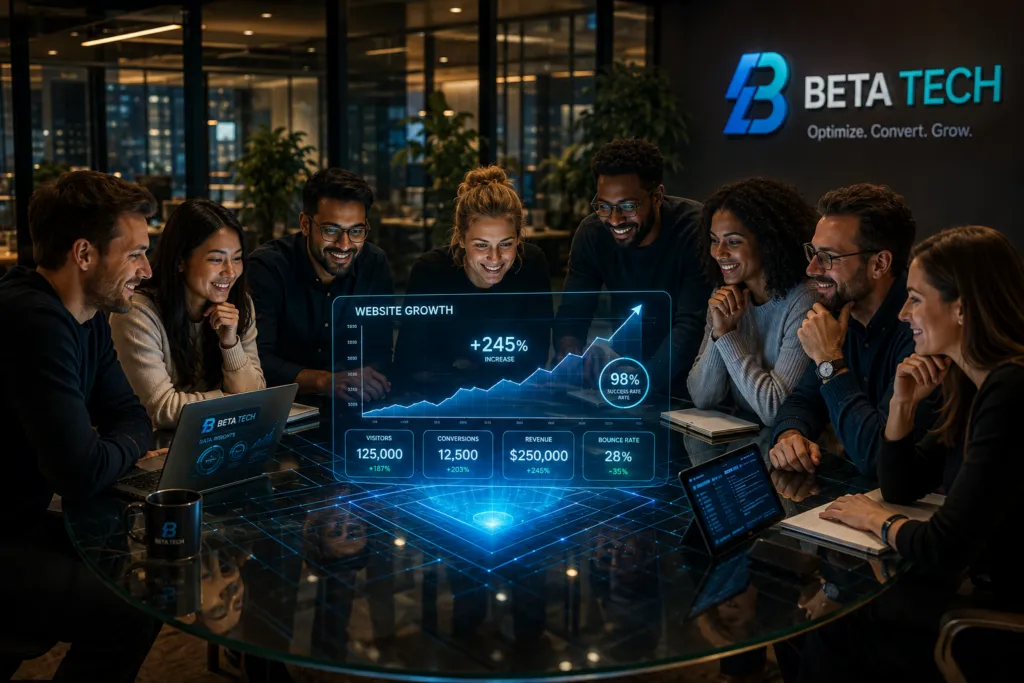 The Beta Tech team working on a digital strategy.